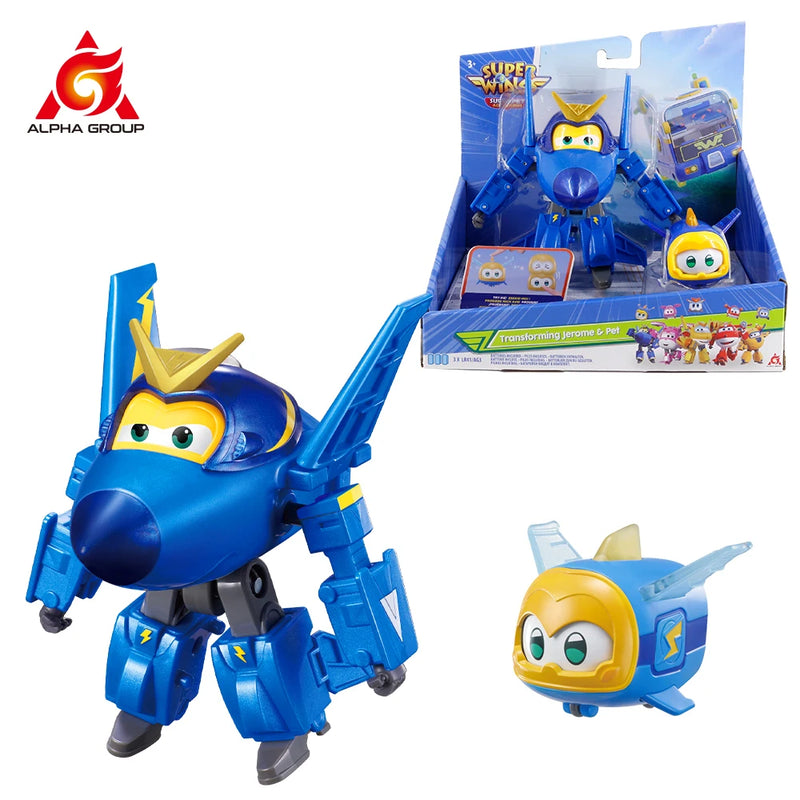 Super Wings 2-Pack Set 5 polegadas Jerome se transformando de avião em robô