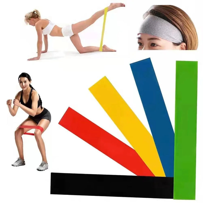 Kit 5: Mini Band Resistance Elastic Tape Para Exercícios de Yoga em Academia Musculação e Fisioterapia