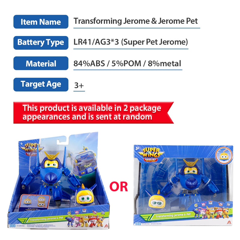 Super Wings 2-Pack Set 5 polegadas Jerome se transformando de avião em robô