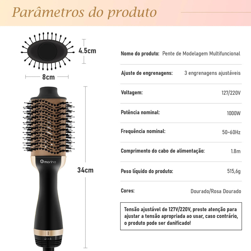 127/220V Secador de Cabelo Elétrico Escova Alisadora Secador de Cabelo Profissional