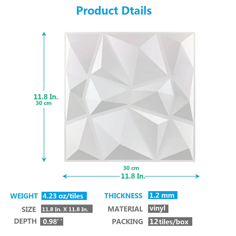 Painel de parede de arte 3D super 12 peças, decoração de parede à prova d'água em PVC