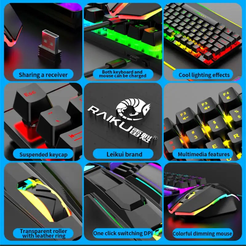 2.4G Wireless Gamer Keyboard And Mouse Set RGB Gaming Keyboard Backlight Gamer Kit 87 Key Charging Keyboard For Computer Pc