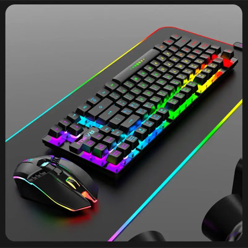 2.4G Wireless Gamer Keyboard And Mouse Set RGB Gaming Keyboard Backlight Gamer Kit 87 Key Charging Keyboard For Computer Pc